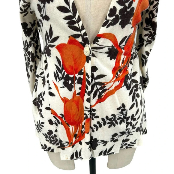 Anthropologie Sparrow Plum Blossom Cardigan‎ Sweater Floral Cream Brown Small - Picture 3 of 8